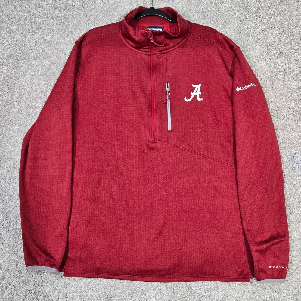 Columbia Alabama Crimson Tide Shirt Mens XL 1/4 Zip grid fleece